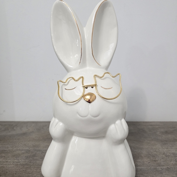 New Easter Bunny Rabbit With Glasses Ceramic Bust Easter Decor 2026 - Picture 2 of 6